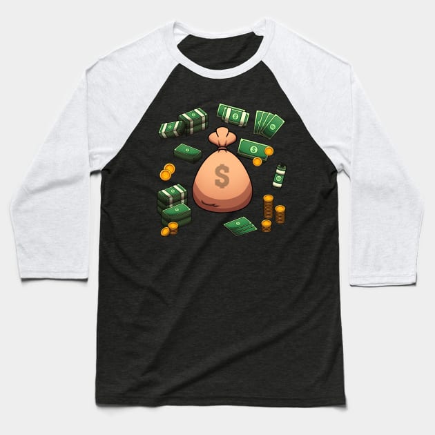 Money Baseball T-Shirt by TheMaskedTooner